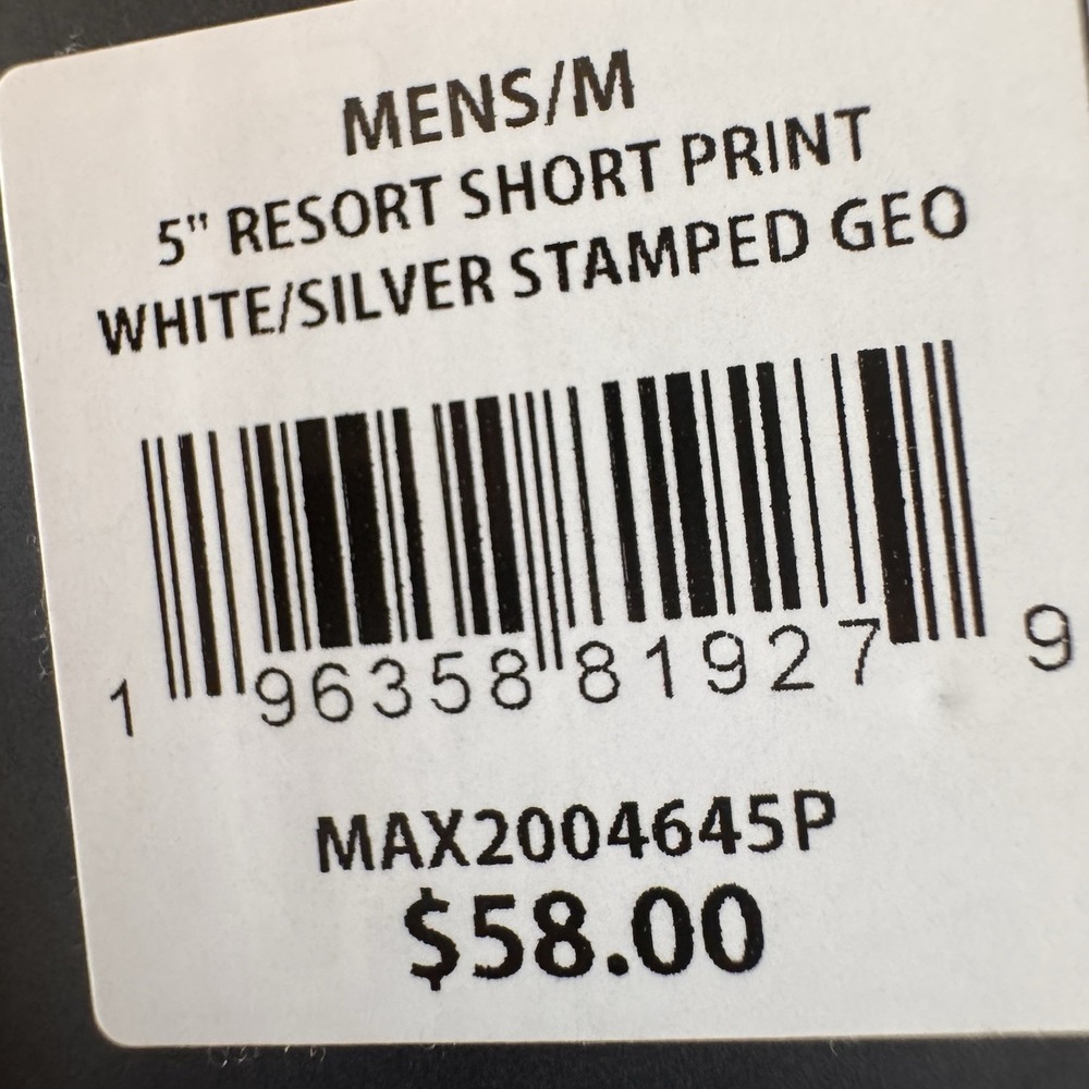 VRST Men's 5" Resort Short White Silver Stamped Geo Print Medium NWT Quick Dry - Picture 7 of 9
